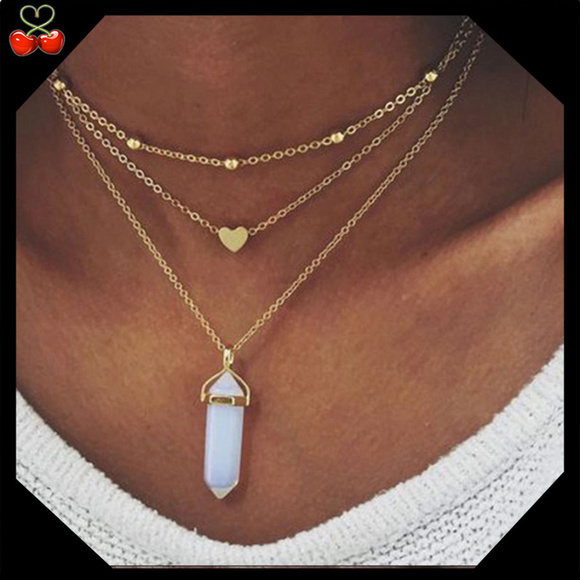 Mary's Cherries Boutique Jewelry - 2/$25🍒 NAVA Heart 💎 Gem Stone Necklace